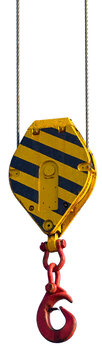 Black and yellow striped lifting block