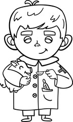 Coloring book wih cute cartoon a doctor.