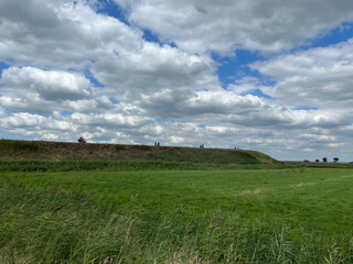 Obraz premium Cyclist on a road around Uitwellingerga