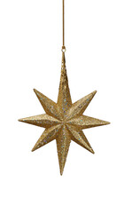 Gold christmas star  isolated on transparency photo png file 