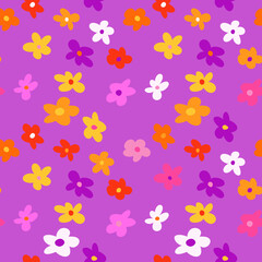 seamless pattern with vintage vector groovy flowers. modern elements. stylized flowers silhouettes. abstract art for surface design, textile, stationery, wrapping paper and covers