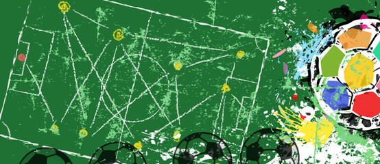 Soccer or Football illustration or template for the great soccer event this year,large copy space.Grungy vector illustration.