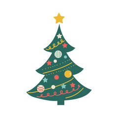 Christmas tree, modern flat design. Can be used for printed materials - leaflets, posters, business cards or for web.
