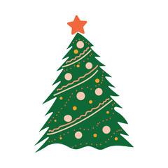 Christmas tree, modern flat design. Can be used for printed materials - leaflets, posters, business cards or for web.