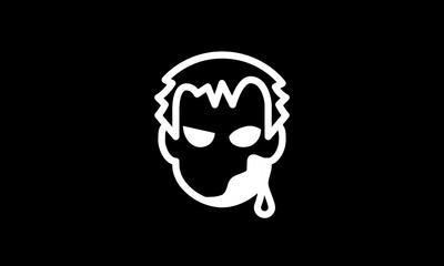 Halloween vector icon outline style black background 