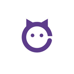 head cat & letter c logo 