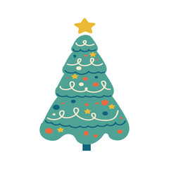 Christmas tree, modern flat design. Can be used for printed materials - leaflets, posters, business cards or for web.