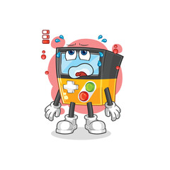 gameboy low battery mascot. cartoon vector