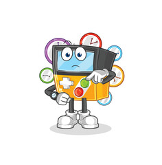 Obraz premium gameboy with wristwatch cartoon. cartoon mascot vector