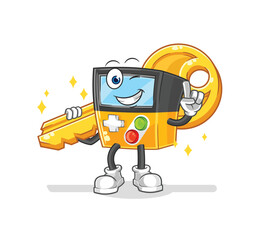 gameboy carry the key mascot. cartoon vector