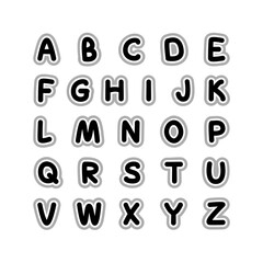 English alphabet. Capital letters. Black and white letters of the English alphabet. Cards for learning. Vector illustration isolated on white background