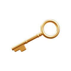 Golden key 3d rendering illustration