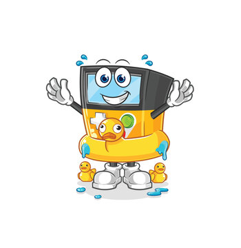 gameboy with duck buoy cartoon. cartoon mascot vector