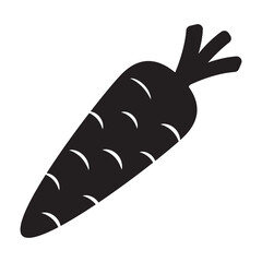 Carrot Icon, Vegetable in black silhouette vector icon