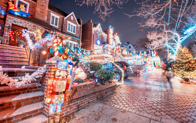 Christmas decoration of a house in Dyker Heights. It is the cutest small area of houses that are...