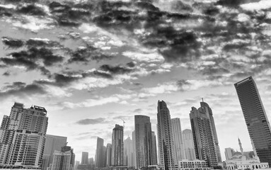 Dubai Marina buildings at dusk