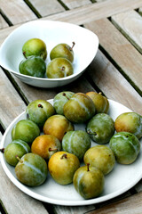 Green plums seasonal fruit