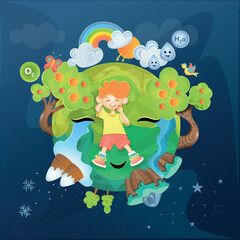 Planeta terra e menino