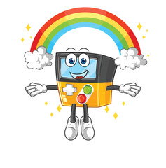 gameboy with a rainbow. cartoon vector