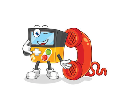 Gameboy Call Mascot. Cartoon Vector