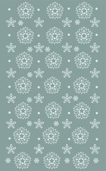 Falling snowflakes on blue background. Seamless pattern snowflake. Design texture winter season for prints.Repeat snow flakes. Snowflake in doodle style. 
