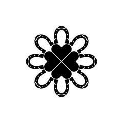 Four leaf clover and horseshoe icon isolated on white background