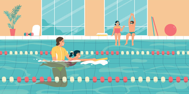 Swimming Pool Flat Illustration