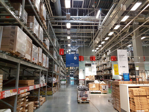 Samara, RUSSIA - AUGUST 26, 2018: Interior of the Ikea store . IKEA is the world's largest furniture retailer.