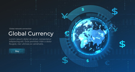 Obraz premium Global financial graphic concept, global financial investment and cryptocurrency. Economic trends. Financial investment or business idea of economic trends. Abstract financial background. Vector