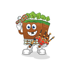 Obraz premium soil layers scottish with bagpipes vector. cartoon character