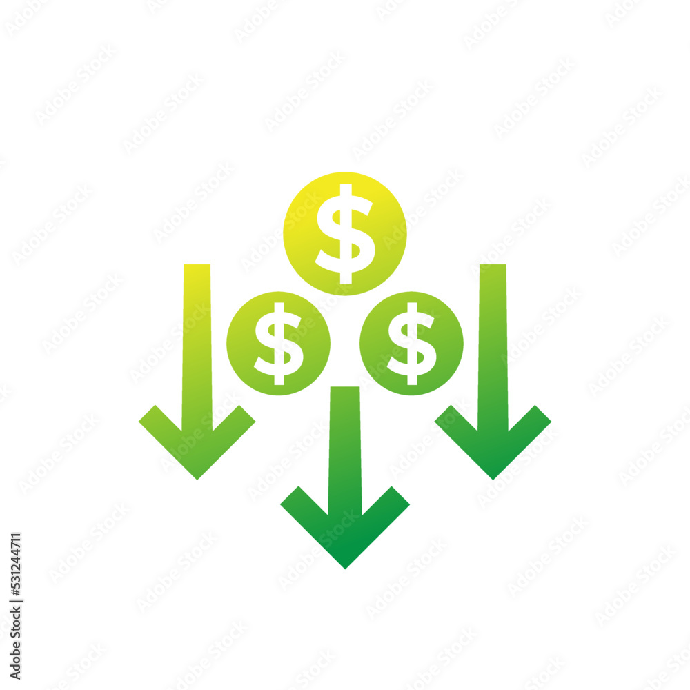 Wall mural cost reduction icon with dollar symbol