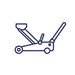 hydraulic car jack icon, line vector