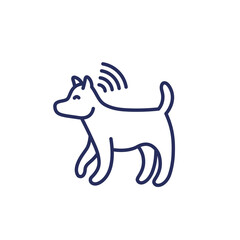 dog with a microchip line icon, vector
