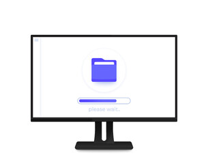Move or copy files in folder, vector design with monitor mockup