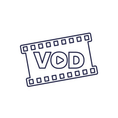 VOD, video on demand icon, line vector