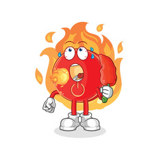 power button eat hot chilie mascot. cartoon vector