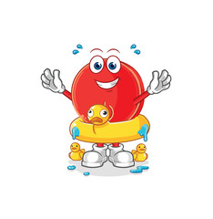 power button with duck buoy cartoon. cartoon mascot vector