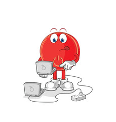 power button with laptop mascot. cartoon vector