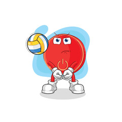 power button play volleyball mascot. cartoon vector