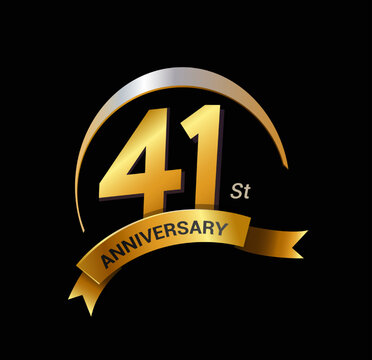 41 years golden with swoosh anniversary logo celebration