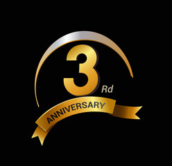 3 years golden with swoosh anniversary logo celebration
