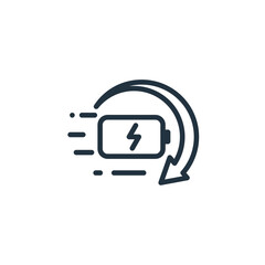 Charging icon isolated on a white background.  Fast charging symbol for web and mobile apps.