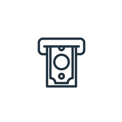 Money withdrawal icon isolated on a white background.  ATM banknote withdrawal symbol for web and mobile application.