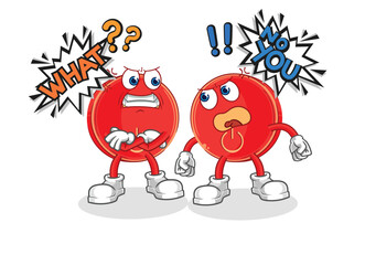 power button arguing each other cartoon vector