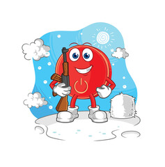 power button soldier in winter. character mascot vector