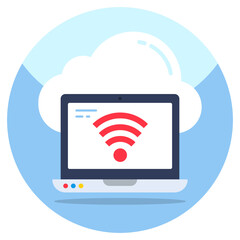 Editable design icon of cloud connected laptop 