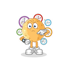 Fototapeta premium sand ball with wristwatch cartoon. cartoon mascot vector