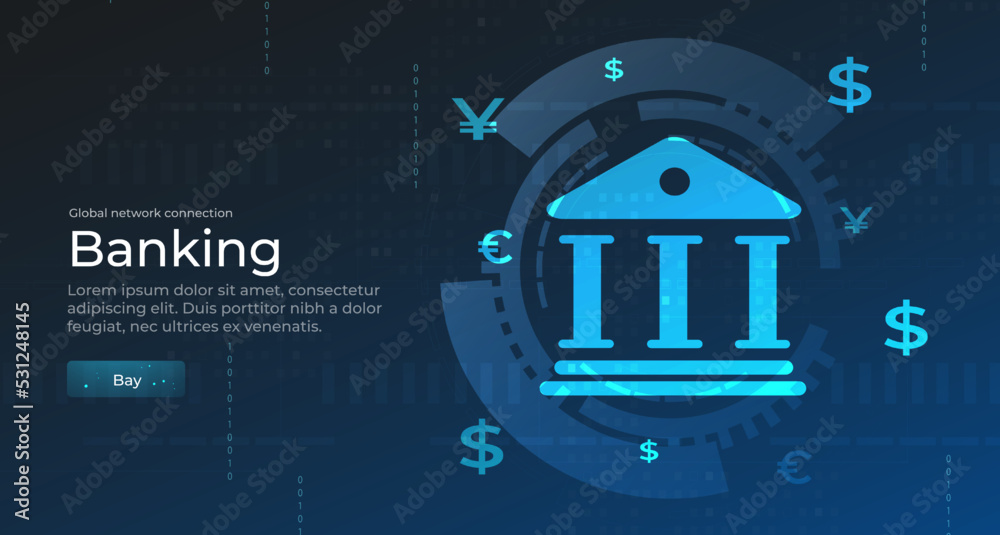 Wall mural the concept of banking technology. digital connection system. financial technology concept. software