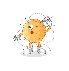 sand ball with paper plane character. cartoon mascot vector