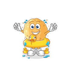 sand ball with duck buoy cartoon. cartoon mascot vector